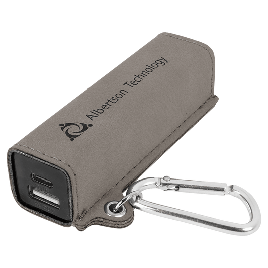 Gray Laserable Leatherette 2200 mAh Power Bank with USB-C Cord (Sold by Case of 6)