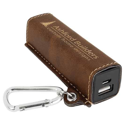 Rustic/Gold Laserable Leatherette 2200 mAh Power Bank with USB Cord (Sold by Case of 6)