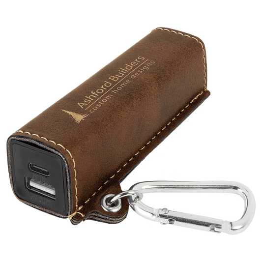 Rustic/Gold Laserable Leatherette 2200 mAh Power Bank with USB-C Cord (Sold by Case of 6)