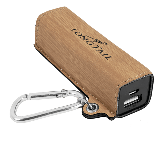 Bamboo Laserable Leatherette 2200 mAh Power Bank with USB Cord (Sold by Case of 6)