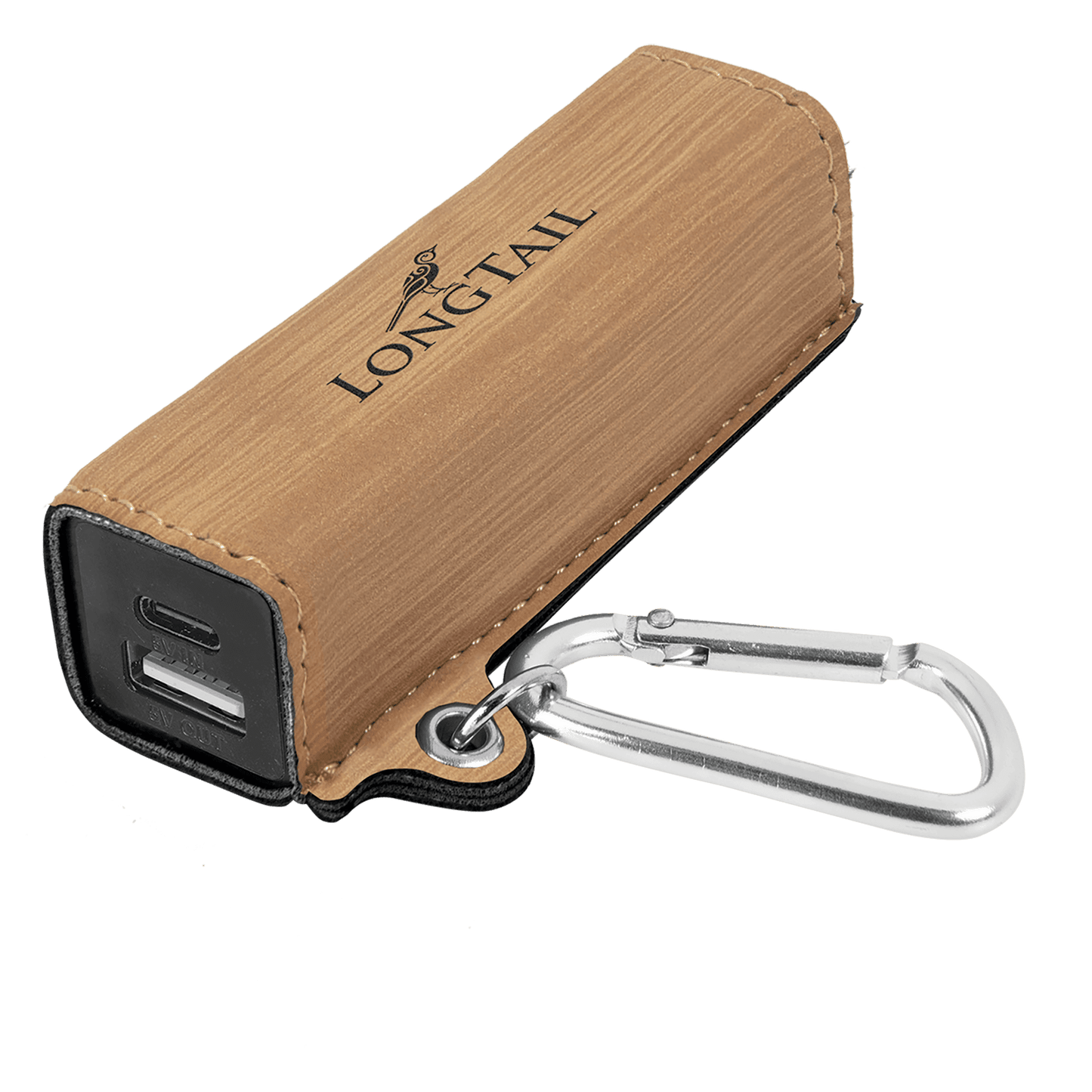 Bamboo Laserable Leatherette 2200 mAh Power Bank with USB-C Cord (Sold by Case of 6)