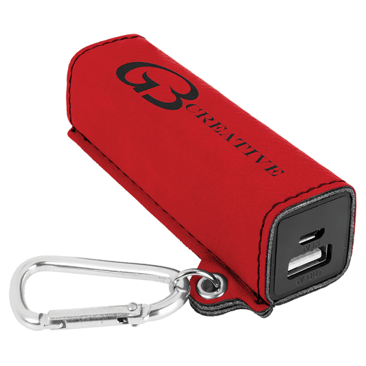 Red Laserable Leatherette 2200 mAh Power Bank with USB Cord (Sold by Case of 6)