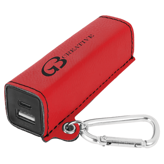 Red Laserable Leatherette 2200 mAh Power Bank with USB-C Cord (Sold by Case of 6)
