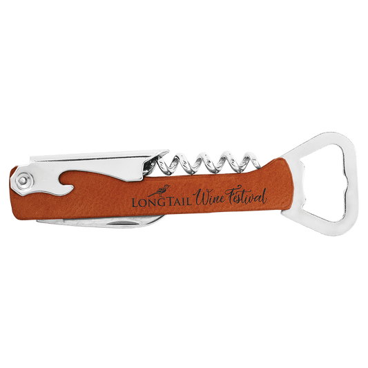 Rawhide Laserable Leatherette Wine Bottle Opener (Sold by Case of 12)
