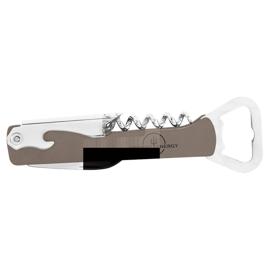 Gray Laserable Leatherette Wine Bottle Opener (Sold by Case of 12)