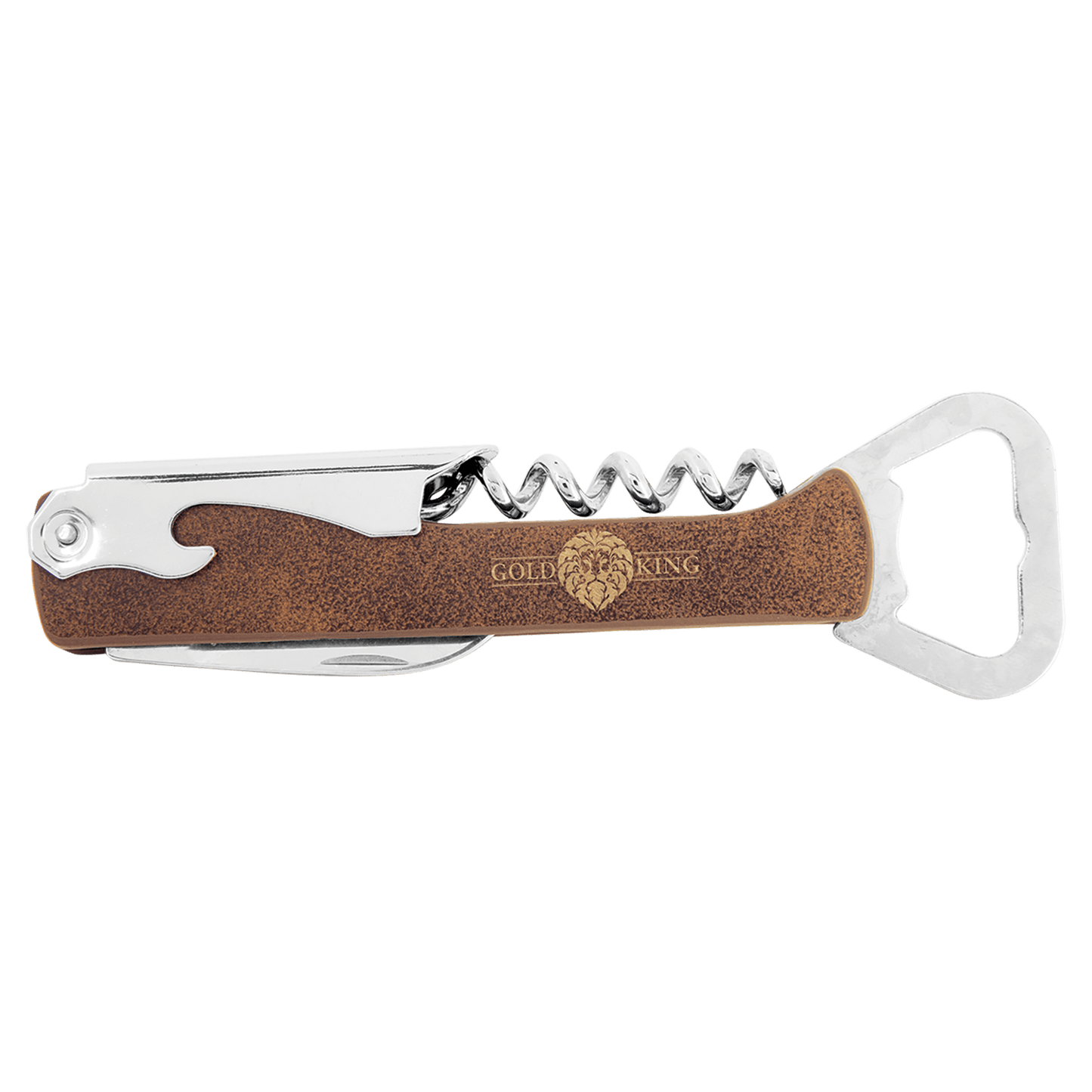 Rustic/Gold Laserable Leatherette Wine Bottle Opener (Sold by Case of 12)