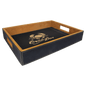 16" x 12" Black/Gold Laserable Leatherette Serving Tray (Sold by Case of 4)