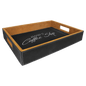 16" x 12" Black/Silver Laserable Leatherette Serving Tray (Sold by Case of 4)