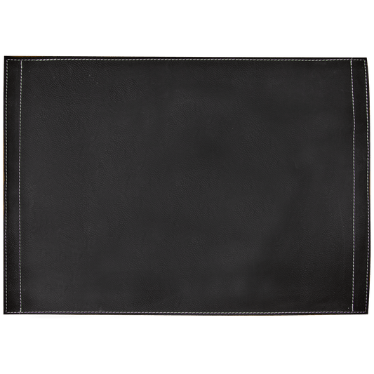 16" x 12" Black/Silver Laserable Leatherette Insert for Serving Tray (Sold by Case of 1)