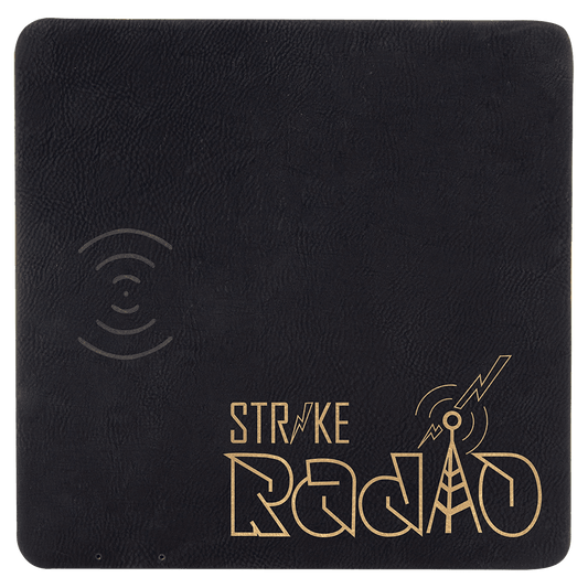8" x 8" Black/Gold Laserable Leatherette Phone Charging Mat (Sold by Case of 4)