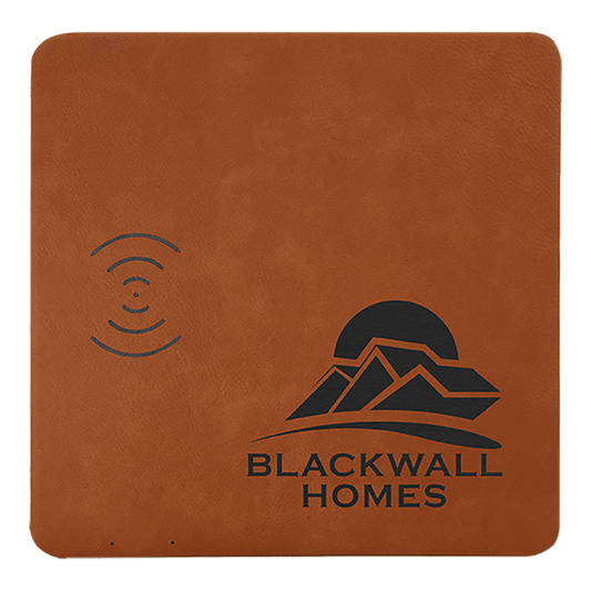 8" x 8" Rawhide Laserable Leatherette Phone Charging Mat (Sold by Case of 4)
