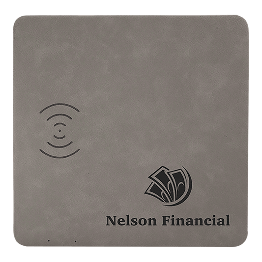 8" x 8" Gray Laserable Leatherette Phone Charging Mat (Sold by Case of 4)