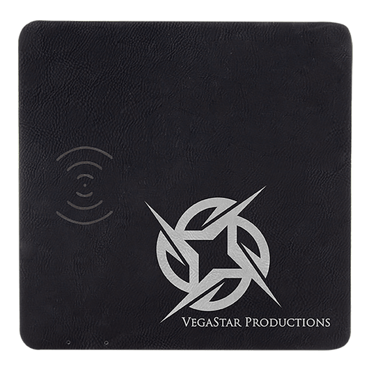 8" x 8" Black/Silver Laserable Leatherette Phone Charging Mat (Sold by Case of 4)