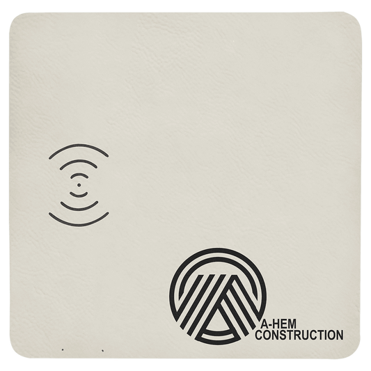 8" x 8" White Laserable Leatherette Phone Charging Mat (Sold by Case of 4)
