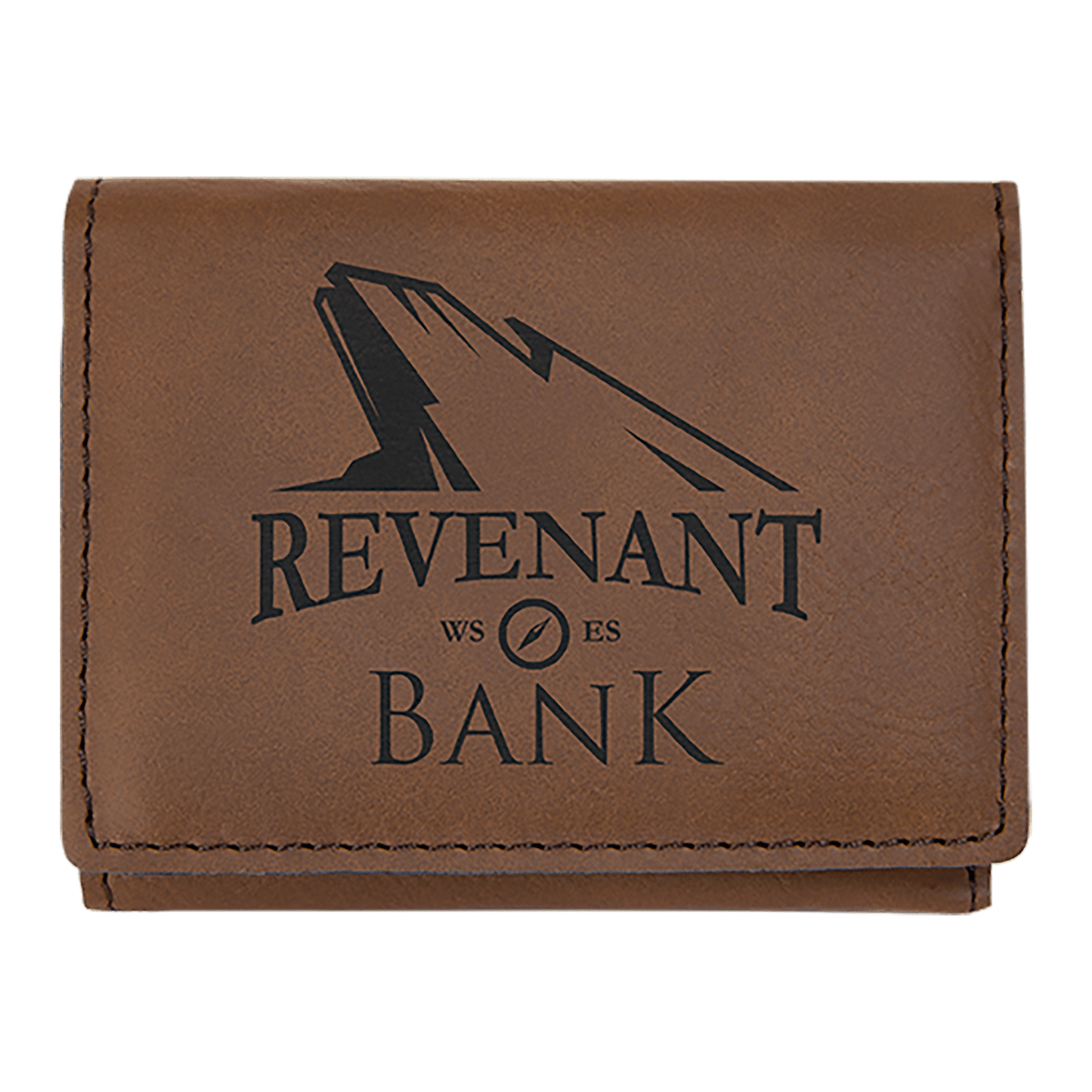 3" x 4" Dark Brown Laserable Leatherette Trifold Wallet (Sold by Case of 10)