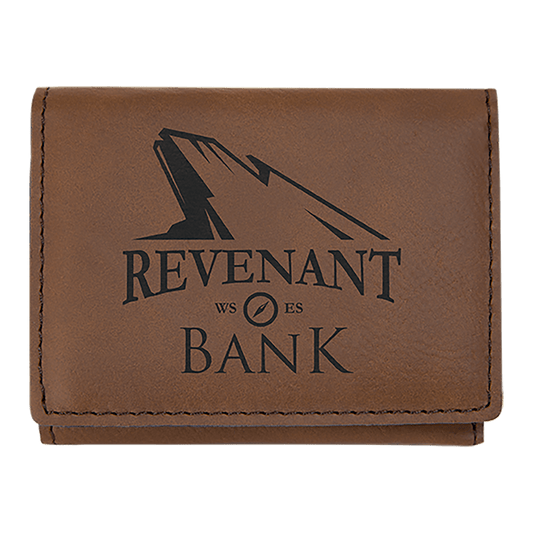 3" x 4" Dark Brown Laserable Leatherette Trifold Wallet (Sold by Case of 10)
