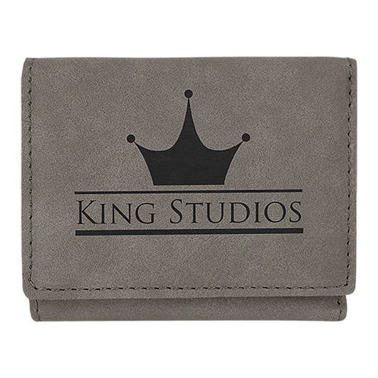 3" x 4" Gray Laserable Leatherette Trifold Wallet (Sold by Case of 10)