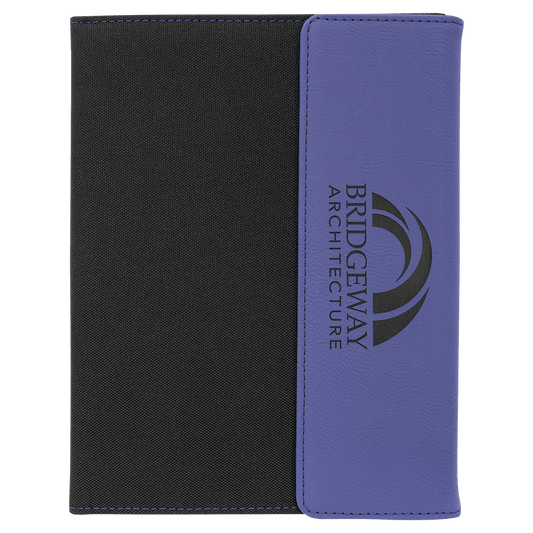 7" x 9" Purple Laserable Leatherette / Black Canvas Portfolio with Notepad (Sold by Case of 4)
