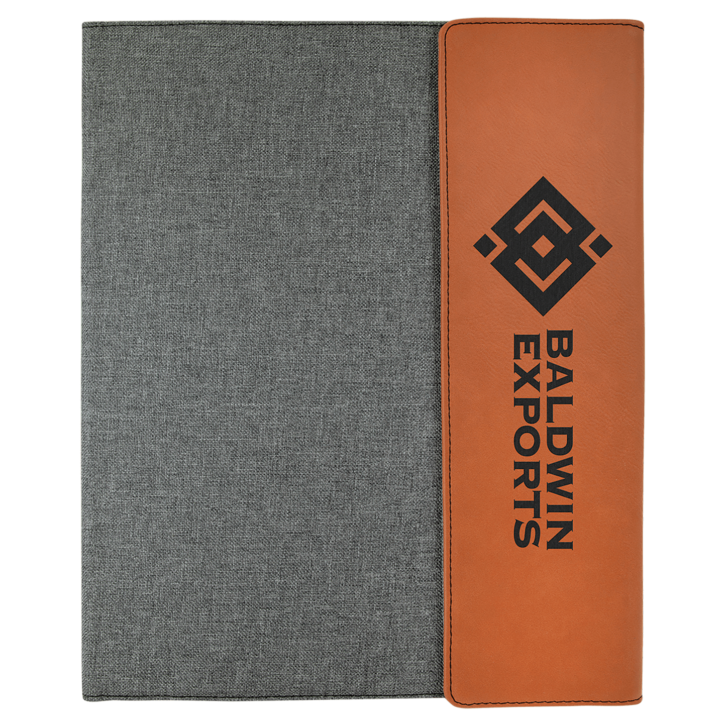 9 1/2" x 12" Rawhide Laserable Leatherette / Gray Canvas Portfolio with Notepad (Sold by Case of 4)