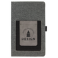 5 1/4" x 8 1/4" Gray w/Gray Laserable Leatherette Journal with Cell/Card Slot (Sold by Case of 4)