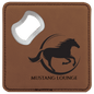 4" x 4" Square Dark Brown Laserable Leatherette Bottle Opener Coaster (Sold by Case of 6)