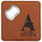 4" x 4" Square Rawhide Laserable Leatherette Bottle Opener Coaster (Sold by Case of 6)