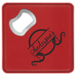 4" x 4" Square Red Laserable Leatherette Bottle Opener Coaster (Sold by Case of 6)