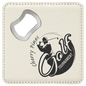 4" x 4" Square White Laserable Leatherette Bottle Opener Coaster (Sold by Case of 6)