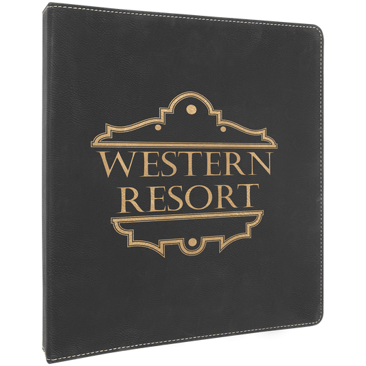 10 1/2" x 11 1/2" Black/Gold Laserable Leatherette 3 Ring Binder with 1" Slant D Rings (Sold by Case of 4)