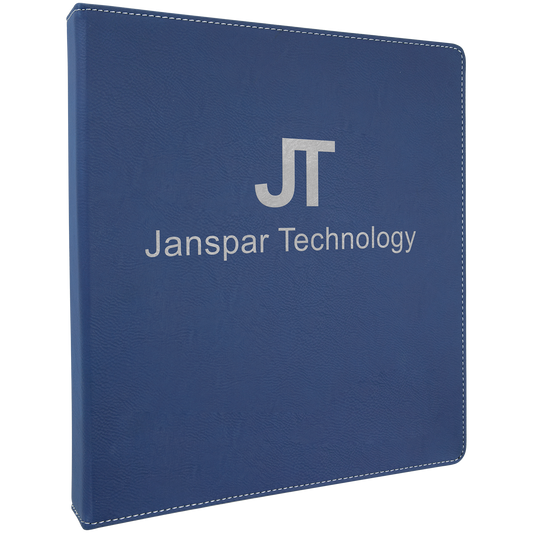 10 1/2" x 11 1/2" Blue/Silver Laserable Leatherette 3 Ring Binder with 1" Slant D Rings (Sold by Case of 4)