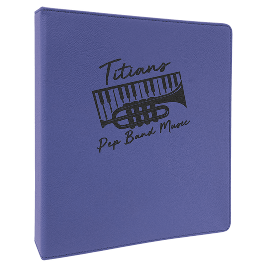 10 1/2" x 11 1/2" Purple/Black Laserable Leatherette 3 Ring Binder with 1" Slant D Rings (Sold by Case of 4)