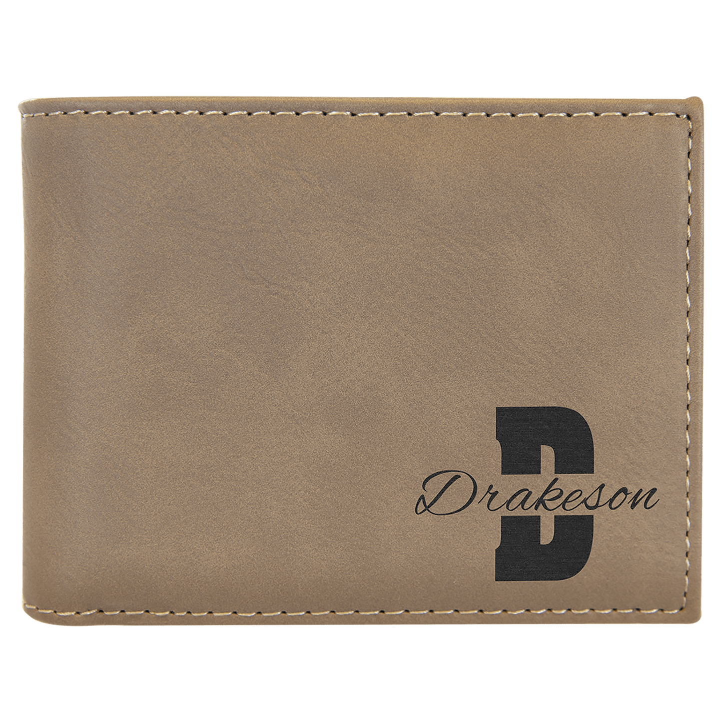 Light Brown Laserable Leatherette Bi-Fold Wallet w/Flip  ID Display (Sold by Case of 10)