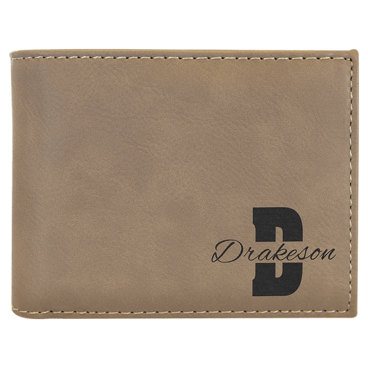 Light Brown Laserable Leatherette Bi-Fold Wallet w/Flip  ID Display (Sold by Case of 10)