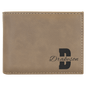 Light Brown Laserable Leatherette Bi-Fold Wallet w/Flip  ID Display (Sold by Case of 10)