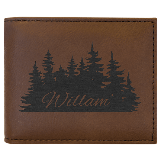 Dark Brown Laserable Leatherette Bi-Fold Wallet w/Flip  ID Display (Sold by Case of 10)