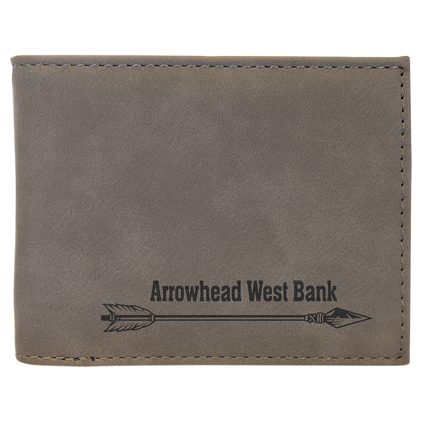 Gray Laserable Leatherette Bi-Fold Wallet w/Flip  ID Display (Sold by Case of 10)