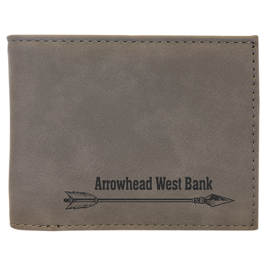 Gray Laserable Leatherette Bi-Fold Wallet w/Flip  ID Display (Sold by Case of 10)