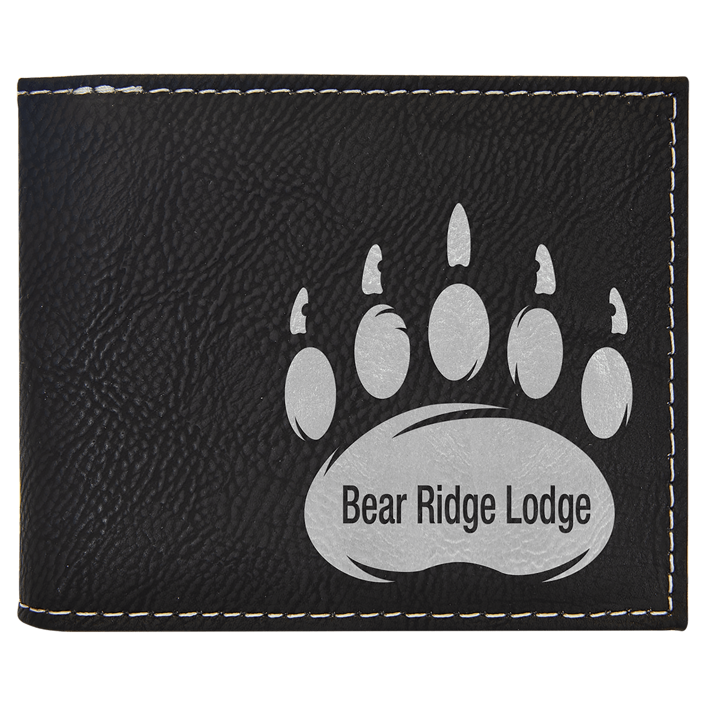Black/Silver Laserable Leatherette Bi-Fold Wallet w/Flip  ID Display (Sold by Case of 10)