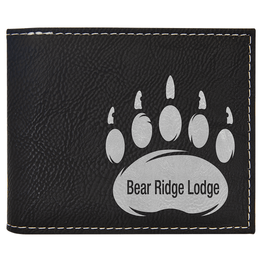 Black/Silver Laserable Leatherette Bi-Fold Wallet w/Flip  ID Display (Sold by Case of 10)
