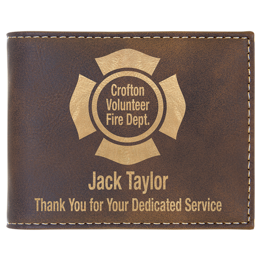 Rustic/Gold Laserable Leatherette Bi-Fold Wallet w/Flip  ID Display (Sold by Case of 10)