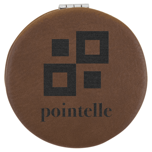 2 1/2" Dark Brown Laserable Leatherette Compact Mirror (Sold by Case of 10)