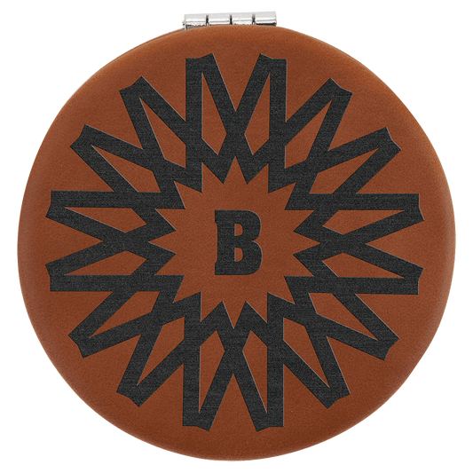 2 1/2" Rawhide Laserable Leatherette Compact Mirror (Sold by Case of 10)
