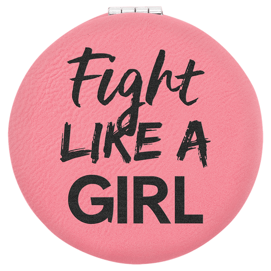 2 1/2" Pink Laserable Leatherette Compact Mirror (Sold by Case of 10)