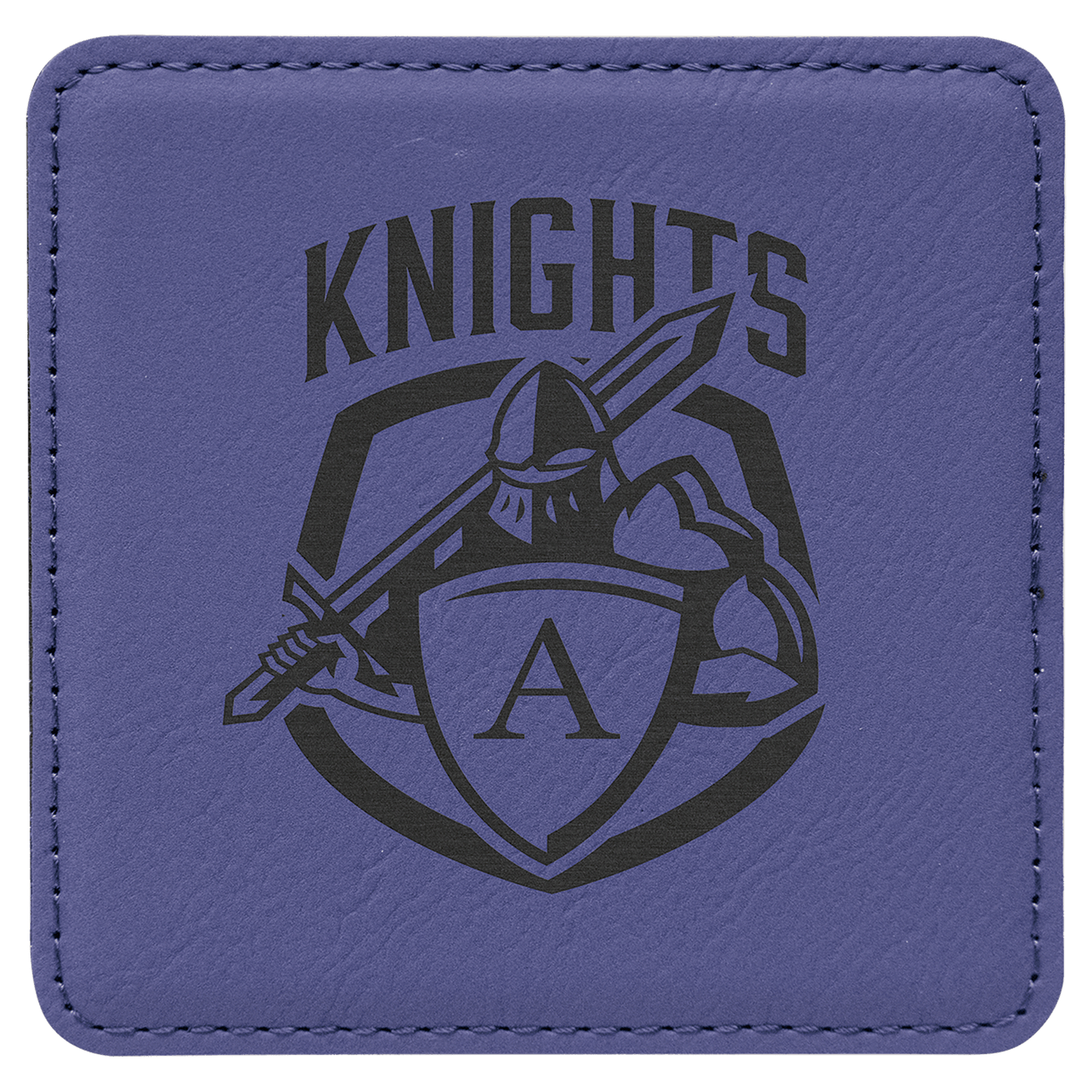 4" x 4" Square Purple Laserable Leatherette Coaster (Sold by Case of 6)