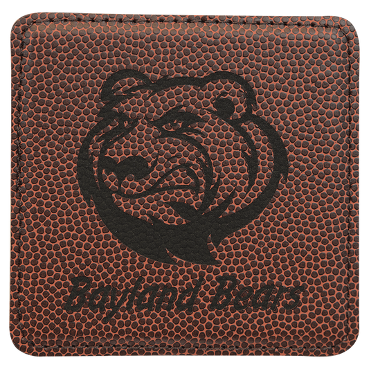 4" x 4" Square Football Laserable Leatherette Coaster (Sold by Case of 6)
