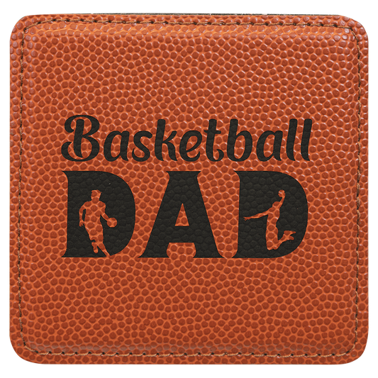 4" x 4" Square Basketball Laserable Leatherette Coaster (Sold by Case of 6)