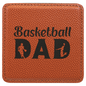 4" x 4" Square Basketball Laserable Leatherette Coaster (Sold by Case of 6)