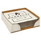 4" x 4" White Square Laserable Leatherette 6-Coaster Set (Sold by Case of 4)