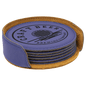 4" Purple Round Laserable Leatherette 6-Coaster Set (Sold by Case of 4)