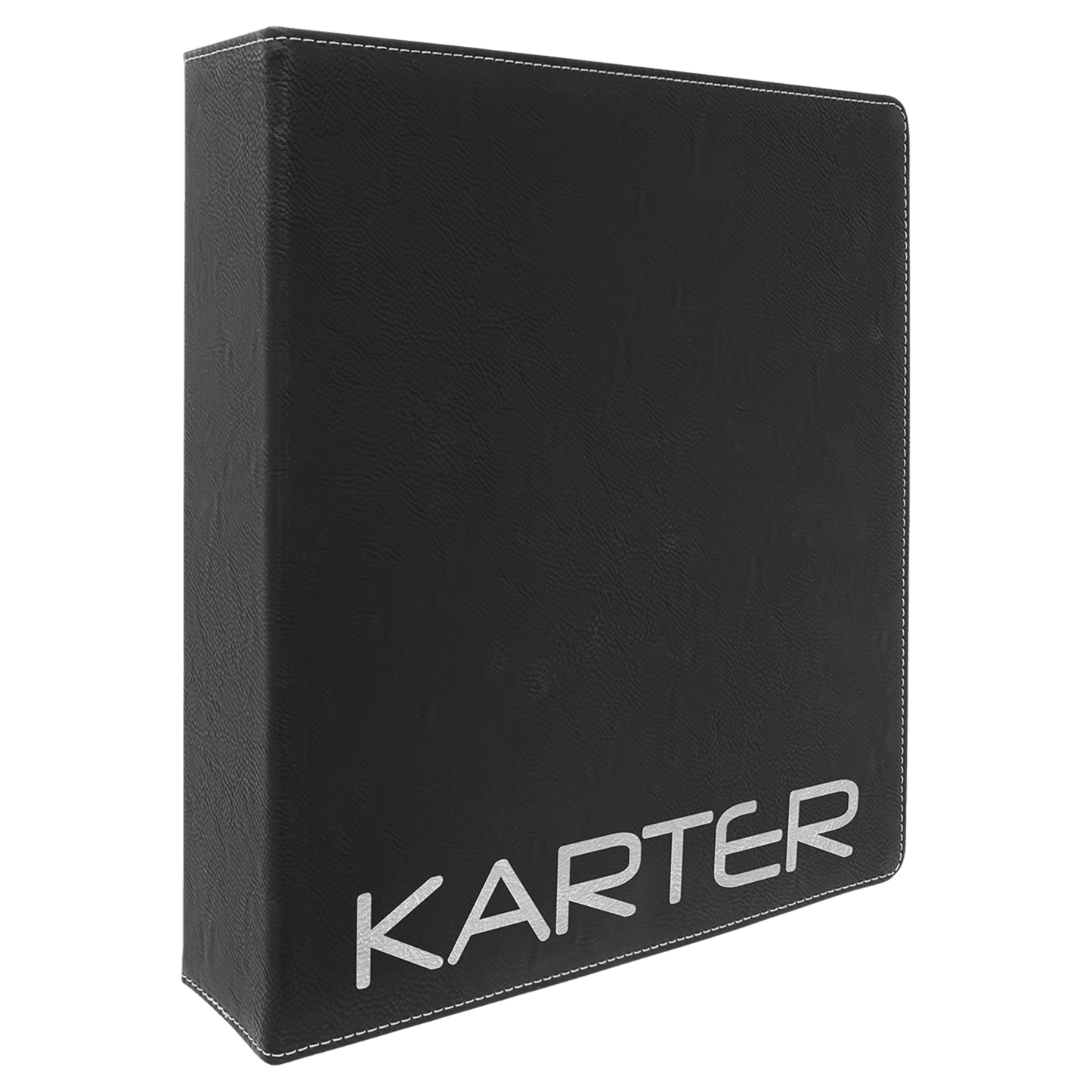 11" x 11 1/2" Black/Siver Laserable Leatherette 3 Ring Binder with 2" Slant D Rings (Sold by Case of 4)